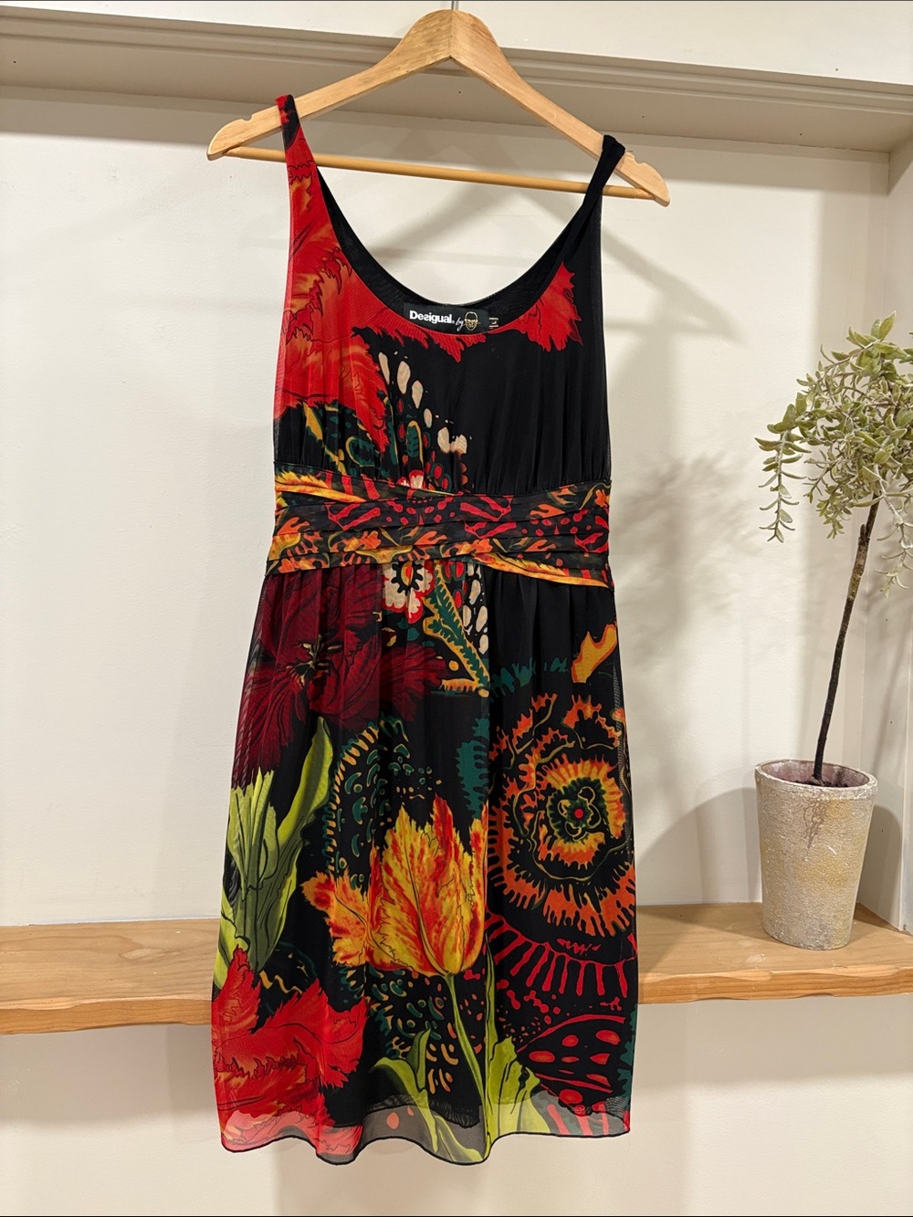 Desigual Christian Lacroix Gemma Sleeveless Floral Mini Dress, Size L - Picture 2 of 13
